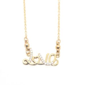 Love Gold Plated AD Pendant Necklace For women and girls