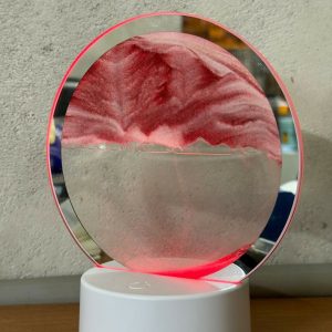 LED Round Static Deep Red Sand Art Lamp | Ambient Decorative Night Light Décor