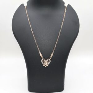 Rose Gold Filigree Heart Pendant Necklace with AD For women and girls
