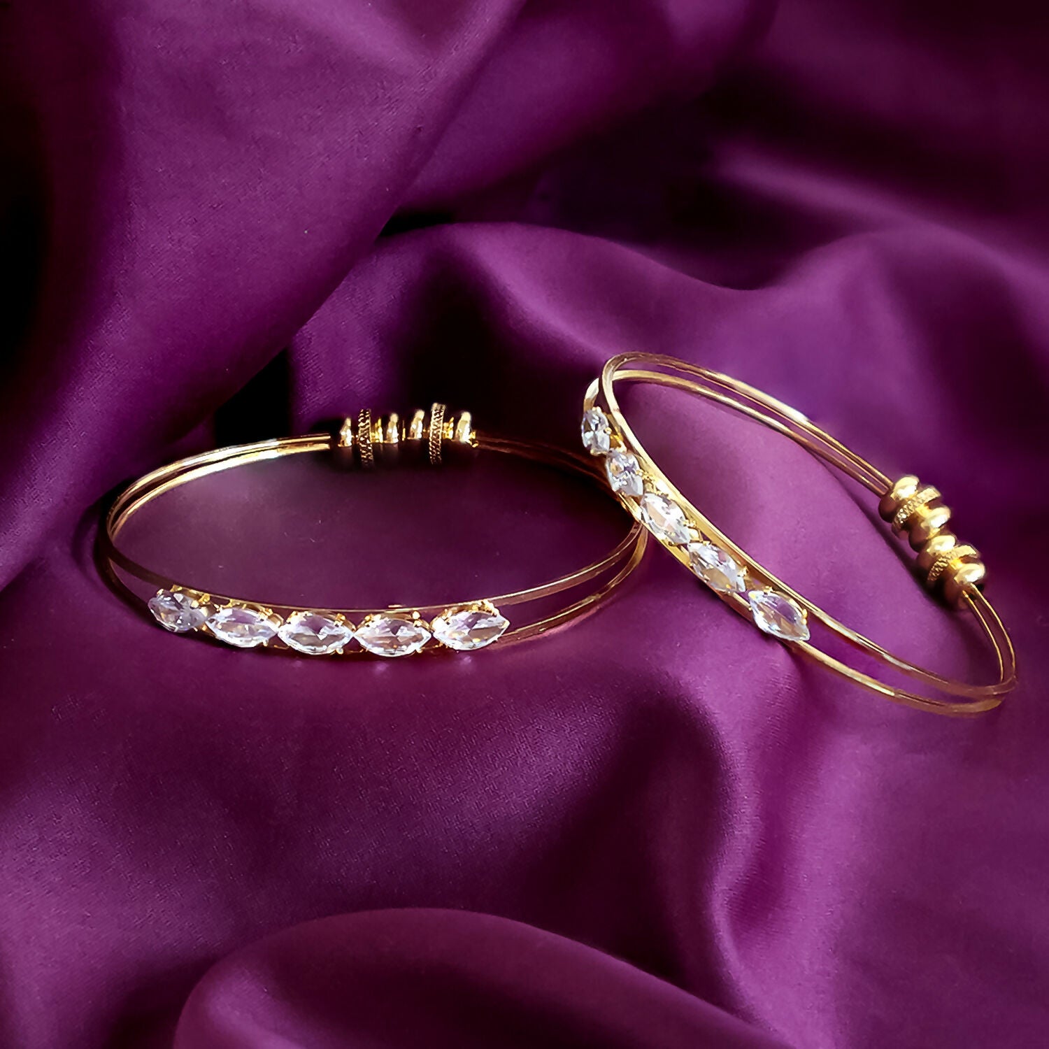Crystal Studded Dual-Line Bangles