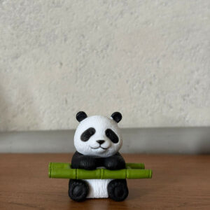 Cute Panda Sitting with Bamboo poly-resin Showpiece | Mini Panda Home Decor Figurine