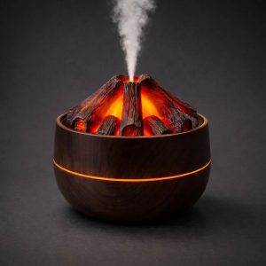 Brown Volcano Flame Humidifier LED Mist Diffuser for Home Desk Decor