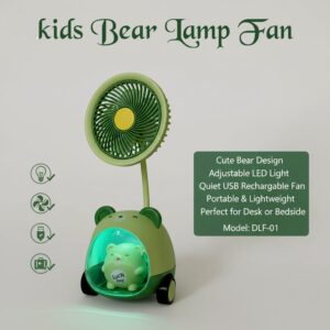 Kids Bear Fan Lamp with Night Light | Cute Table Fan for Study & Bedside