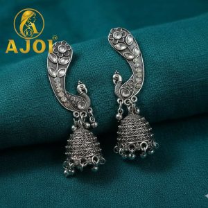 Opulent Floral Peacock Earrings