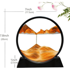 Premium Round Rotating Moving Sand Art Frame for Home & Office Décor | Mesmerizing Flowing Sand Picture with Durable Black Stand | Relaxing Desktop Showpiece for Living Room, Bedroom & Work Desk | Luxury Motion Art Gift for All Occasions