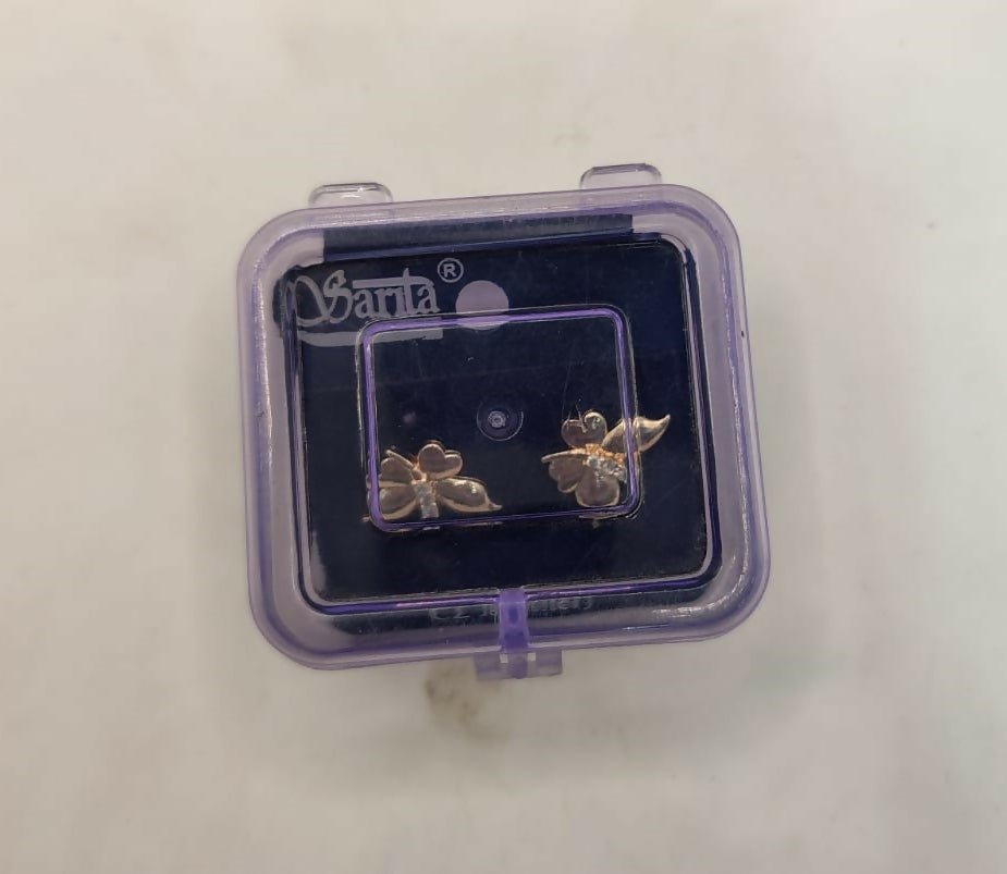 Rose Gold Butterfly Stud Earrings with AD for women and girls - Image 5
