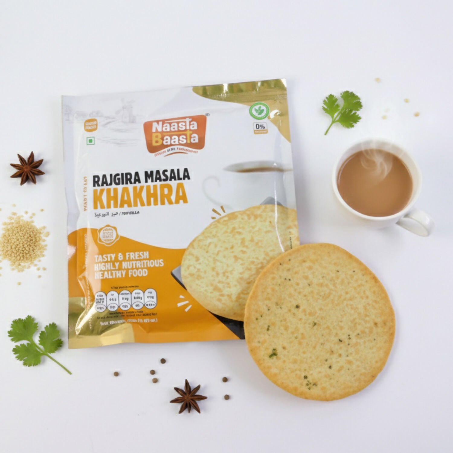 Naasta Baasta Rajgira Masala Khakhra - Crispy Farali Ready to Eat Snack (200 Gm) - Image 3