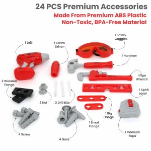 Aditi Big Plastic Luxury Tool Trolley Kit Toy with Briefcase and Accessories for Kids