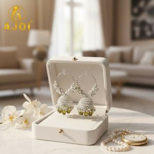 Silver Mint Green with Emerald Drops