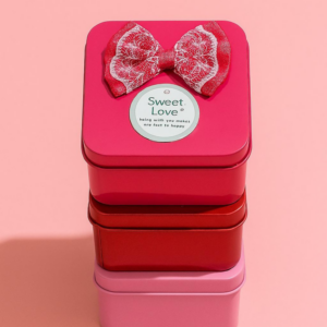 Set of 6 Sweet Love Gift Boxes with Decorative Satin Bows – Premium Reusable Square Gifting Box for Wedding, Anniversary, Valentine’s Day, Birthday, Return Gifts, Festive Hampers, Jewelry, Chocolates, and Special Occasions (Metal)