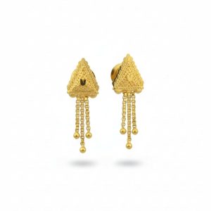 Nice 3 Line Golden Earrings for Women & Girls – Traditional Fancy Jewellery Gift