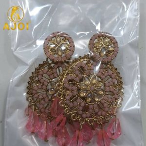 Pink Floral Beaded Earrings