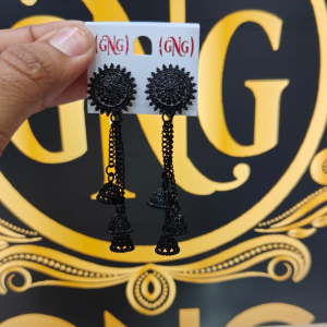 Bold black oxidised jhumka earrings