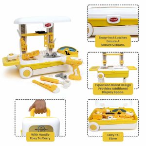 Aditi Big Plastic Luxury Tool Trolley Kit Toy with Briefcase and Accessories for Kids