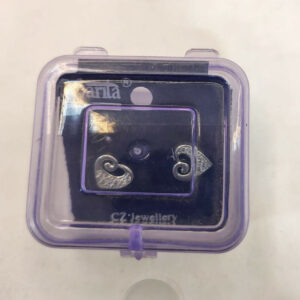 Sterling Silver Heart Stud Earrings with AD for women and girls