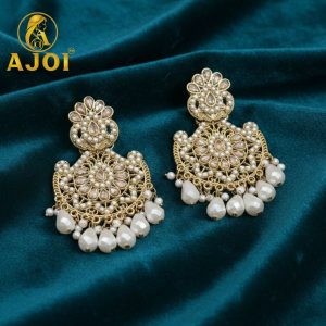 Premium Royal Pearl Chandbali Earrings with Elegant Traditional Designer Finish