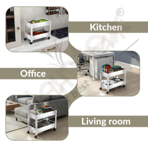 Stainless Steel 2-Tier Vegetable Storage Trolley Silver