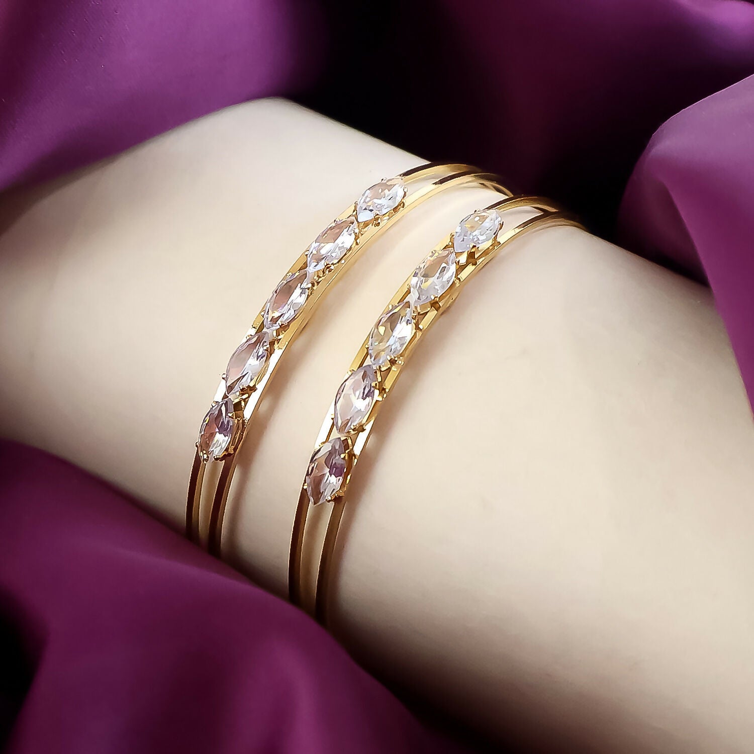 Crystal Studded Dual-Line Bangles