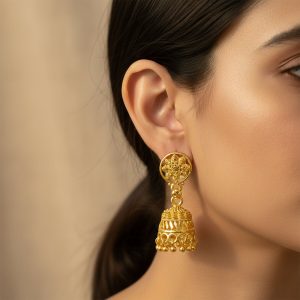 Gold Plated Floral Jhumka Earrings for Women – Traditional Ethnic Party Wear Jewelry