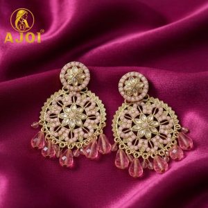 Pink Floral Beaded Earrings