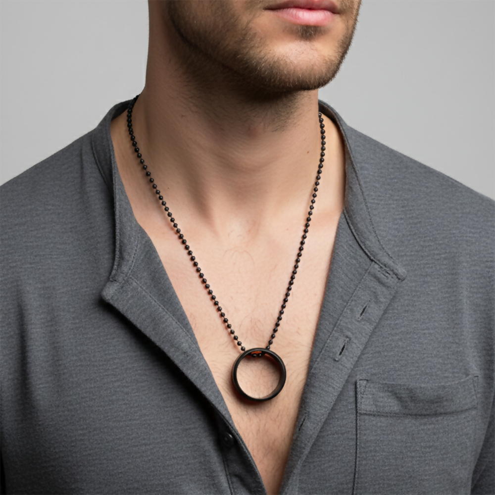 Elegant Big Black Round Shape Pendant Necklace for Men