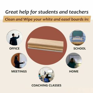 Wooden Whiteboard Duster Easy Clean Eraser for School, Office, Home & Classes