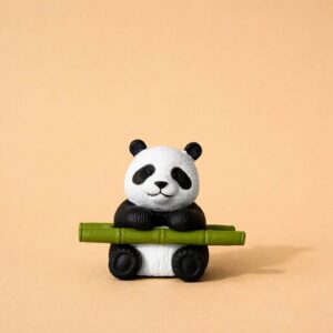 Cute Panda Sitting with Bamboo poly-resin Showpiece | Mini Panda Home Decor Figurine
