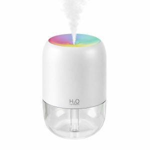 White USB Mini H2O Humidifier with Color LED Light for Bedroom & Desk
