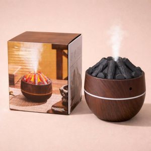 Brown Volcano Flame Humidifier LED Mist Diffuser for Home Desk Decor
