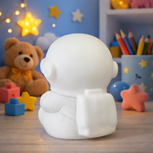 Silver Astronaut Moon LED Night Lamp Kids Bedroom Table Decor Light