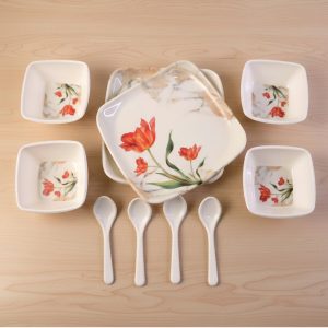 12-Piece Floral Ceramic Dinner Set with Plates, Bowls & Spoons