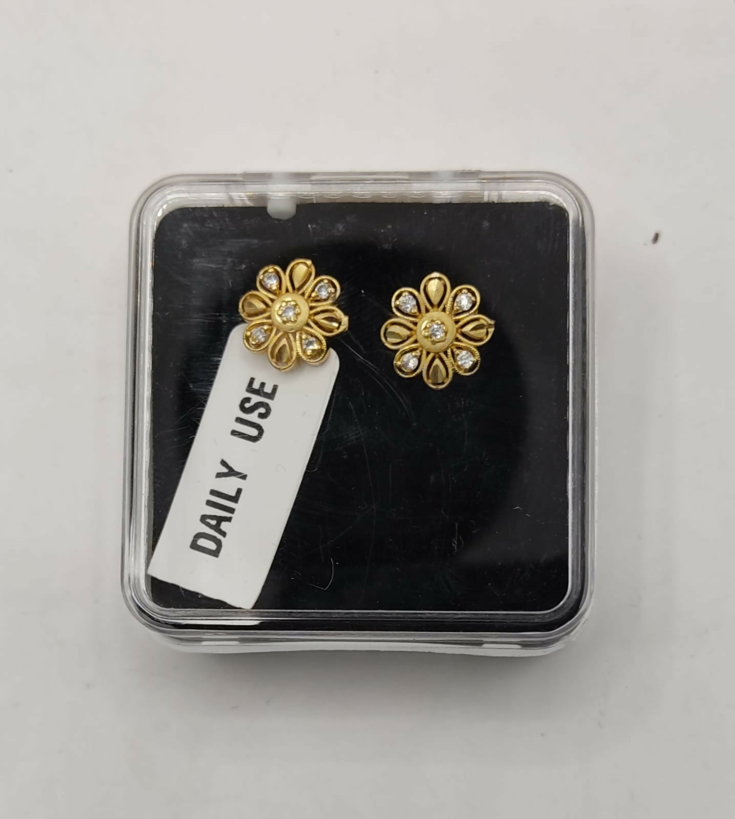 Gold Flower Stud Earrings with AD for women and girls - Image 5