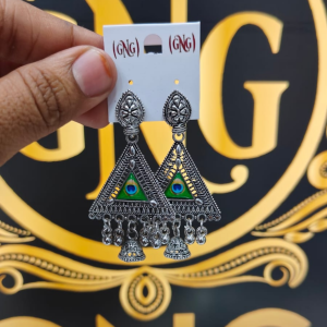 Beautiful elegant traditional silver peacock jhumka earrings
