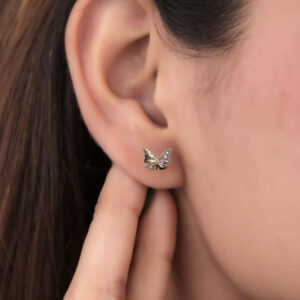 Rose Gold AD Butterfly Stud Earrings - Dainty & Minimalist Jewelry for women and girls