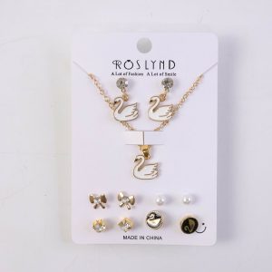 Premium Gold Plated Leaf Pearl Drop Earrings for Women & Girls (Pack Of 7)