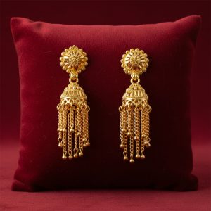 Elegant Gold Plated Long Chain Jhumka Earrings for Women Party Wear Jewelry