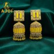 Royal Mustard Yellow Designer Earrings with Elegant Drop and Stone Detailing