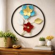 Colorful Metal Floral Wall Art Round Frame Decorative Wall Hanging