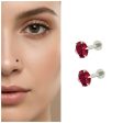 Silver Plated Ruby Red Crystal Labret Stud for women and girls Combo Pack of 2