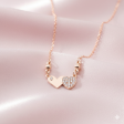 Rose Gold AD Plain Double Heart Necklace For women and girls