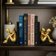 Creative Reading Man Bookend Statue Decorative Book Holder Set